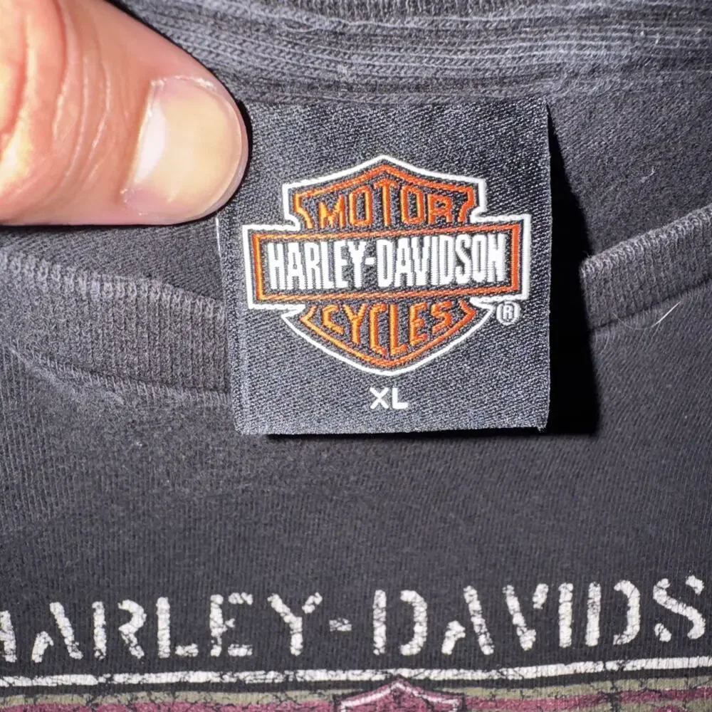 Harley-Davidson Long Sleeve Shirt Mens XL Black Double Sided Tee 21x27